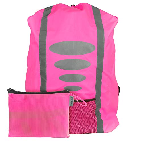 EAZY CASE Rucksack Schulranzen Regenschutz, Schutzhülle mit Reflektorstreifen, Regenüberzug, Regenschutzhülle wasserabweisend mit Reflektor und Tasche für mehr Sicherheit im Straßenverkehr, Pink von EAZY CASE