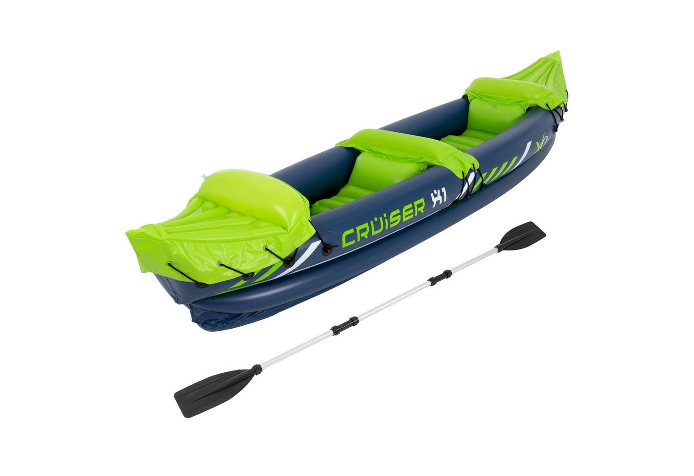 ECD Germany Schlauchboot Aufblasbares Kajak Cruiser X1 Schlauchboot Luftkajak Kanu Boot, für 2 Personen 318x80x55cm Grün/Weiß/Blau Set 2-tlg von ECD Germany