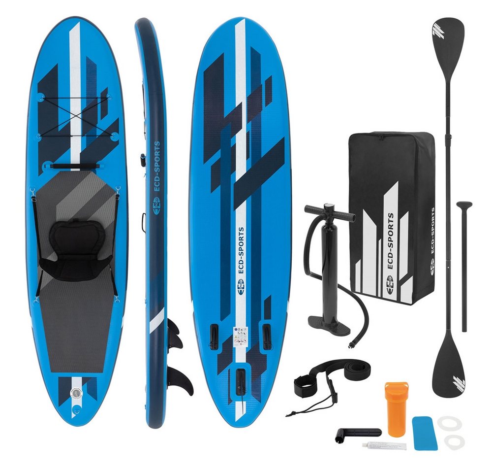 ECD Germany SUP-Board Aufblasbares SUP Board mit Kajaksitz inkl Komplett Set Paddle Board, (mit Kajaksitz), Aufblasbares Surfboard Blau mit Kajaksitz & Anti-Rutsch Belag von ECD Germany