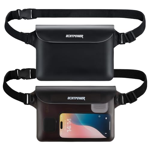 ECHTPower wasserdichte Tasche, wasserdicht, mit verstellbarem Gurt, schützt Telefon/Geld/Karte/Schlüssel, ideal für Schwimmen, Rafting, Kajak, Bootfahren, Camping, Wandern, Angeln (Schwarzgrau) von ECHTPower