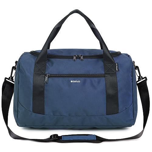 ECOHUB 20L Handgepäck Tasche, für Ryanair handgepäck 40x20x25, Faltbare Reisetasche Handgepäck Flugzeug, Wasserabweisend Sporttasche mit Schultergurt, Weekender Tasche Herren Damen(Blau) von ECOHUB