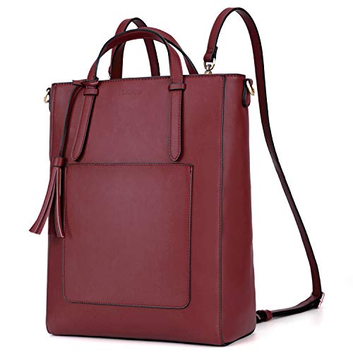 ECOSUSI Rucksack Damen Handtasche Multifunktion 3 In 3 Tote bag Tragetasche für Die Arbeit Reisen, Rot von ECOSUSI