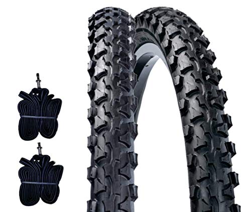 2 Luftkammern und + 2 Reifen schwarz für Fahrrad Fahrrad Schwarz (47 – 507) 24 x 1.90 von ECOVELO