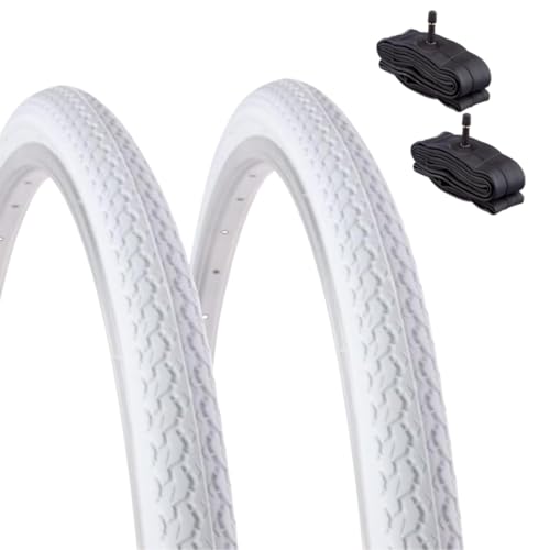 2 Reifen 26 x 1 3/8 (37-590) + Schläuche Reifen weiß für City-Bikes für Erwachsene Vintage von ECOVELO