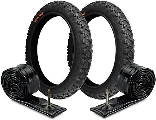 2 Reifen Deestone 14 x 1.75 (47-254) + 2 Kammern | Schwarze Reifen für Mountainbike Fahrrad Kinder von ECOVELO