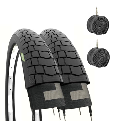 2 Reifenmäntel und + 2 Schläuche für BMX Fahrrad, schwarz, für 20 x 1.95 (54 – 406) Reifen von ECOVELO
