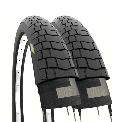 ECOVELO Unisex – Erwachsene 2 Reifen 2 Abdeckungen 20 x 1,95 cm, Schwarz von ECOVELO