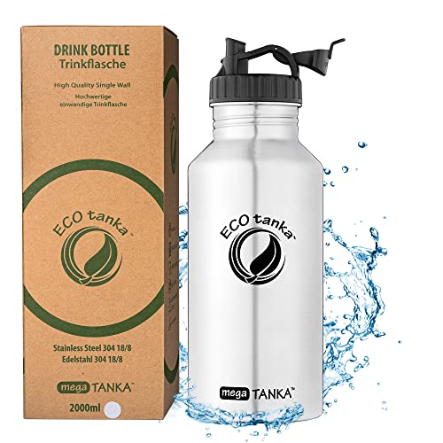 ECOtanka megaTANKA 2L (Poly Loop Verschluss) – Trinkflasche 2L Edelstahl – Wasserflasche Edelstahl – Trinkflasche Wandern – Trinkflasche Nachhaltig von ECOtanka