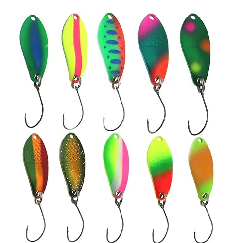 Spoons Dohna Style 1,7g 2,5g 3g 4g Forellenköder UV NEUHEIT Köder Set Forellen Angeln Ultra Light Twist Angeln (3g 10er Set UV Aktiv) von ED-FISHING