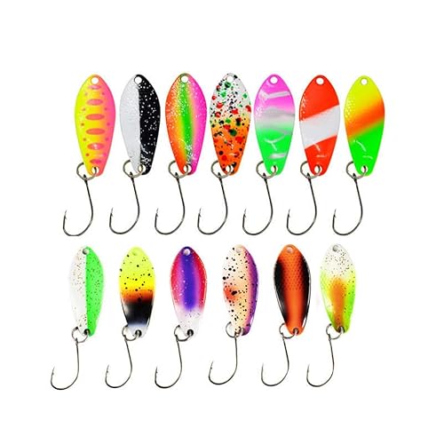 Spoons Dohna Style 1,7g 2,5g 3g 4g Forellenköder UV NEUHEIT Köder Set Forellen Angeln Ultra Light Twist Angeln (3g 13er Set Silver Style UV Aktiv) von ED-FISHING