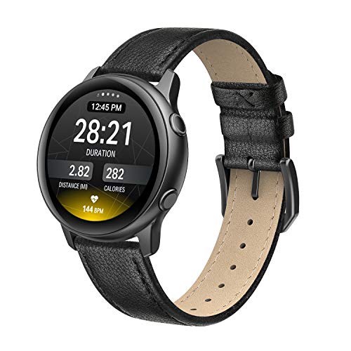 EDIMENS Echtlederarmband kompatibel mit Samsung Galaxy Watch Active 2 40 mm Band, 20 mm dünnes Ersatz-Lederband für Galaxy Watch 42 mm/Active 2 Smart Watch Damen Herren von EDIMENS