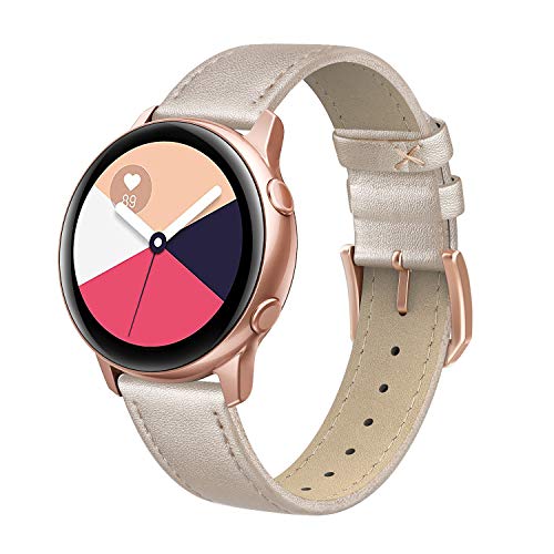 Edimens Echtleder-Armband, kompatibel mit Samsung Galaxy Watch Active 2, 40 mm Band, 20 mm dünnes Ersatz-Lederband für Galaxy Watch 42 mm/Active/Active 2 Smartwatch für Damen und Herren von EDIMENS