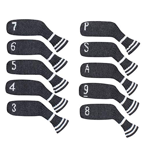 EDWARD & CO. 10 Stück Golf Eisenhüllen Niedlichkeit Gestrickte Socken Form Waschbar & Langlebig Schlägerkopfschutz (Gray) von Scott Edward