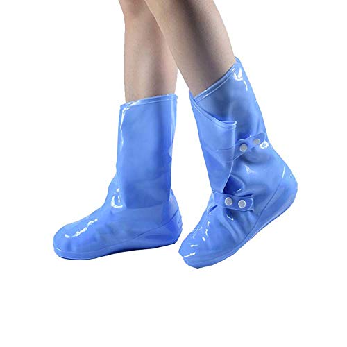 Damen-Schuhüberzug mit hohem Absatz, 30 cm, wasserdicht, Regenschuhe, wiederverwendbar, rutschfest, Überschuhe für Outdoor-Sport, Überschuhe, Blau, Größe XL von EEKUY