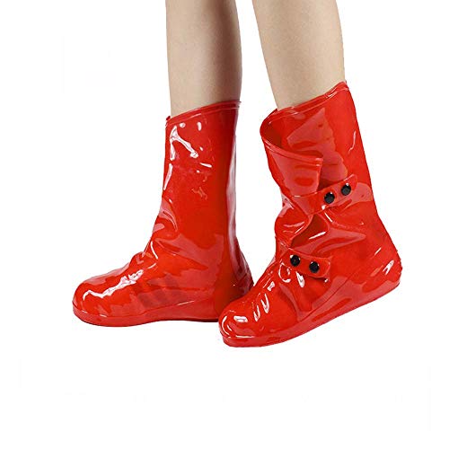 Damen-Schuhüberzug mit hohem Absatz, 30 cm, wasserdicht, Regenschuhe, wiederverwendbar, rutschfest, Überschuhe für Outdoor-Sport, Überschuhe, Rot, Größe XL von EEKUY