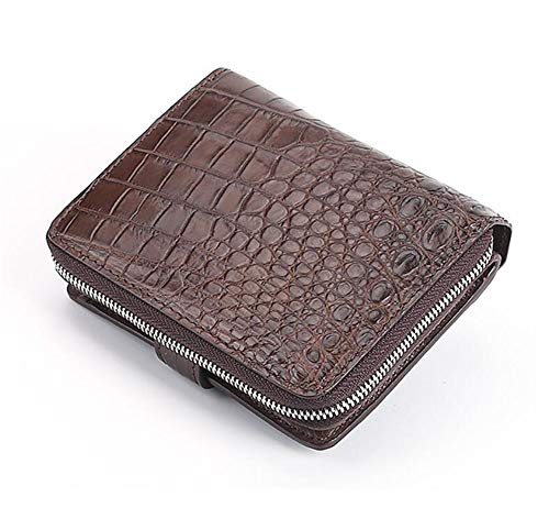 EEKUY Crocodile Leather Short Zipper Purse, Wallet Card Holder for Successful Man, with 1 Zipper Bag 1 Banknote Bit and 8 Card Slots 4.52X 3.74X 0.8 Inch (Brown),Belly von EEKUY