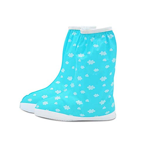 Kinder Regenstiefelüberzug, 27 cm hoher Schlauch, rutschfester Schuhüberzug für Jungen und Mädchen, wasserdicht, verdickte Überschuhe (2 Paar), Blau, XL von EEKUY