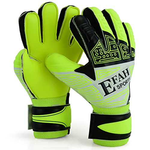 EFAH SPORTS Fußball-Torwarthandschuhe für Kinder, Jungen, Kinder, Jugendliche, Fußball, Torwarthandschuh mit Fingersparung und doppeltem Handgelenkschutz, starke Griffflächen von EFAH SPORTS