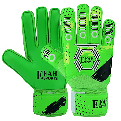 EFAH SPORTS Torwarthandschuhe für Kinder Jungen Mädchen fußball Handschuhe mit Super Grip Handflächen (Green, 4) von EFAH SPORTS