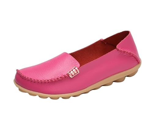 EFLALYHG Damen Flache Plateauschuhe aus Leder Atmungsaktive Slip-on-Mokassins Damen Bootsschuhe Ballerina Damen Freizeitschuhe,A19,36 von EFLALYHG