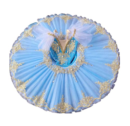 EFLALYHG Pfannkuchen-Tutu für Mädchen, Schwanensee-Kleid, Trikot mit Leibchen und Rock, Ballerina-Tanzkleidung, Feenprinzessin-Kleid,C,160 von EFLALYHG