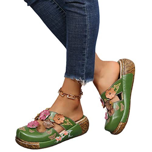 EGSDMNVSQ Damen Sandalen Sommer Sandalen mit Absatz Pantoletten Hausschuhe Blume Slipper Mokassins Wedges Loafer Schuhe Flip Flops Clogs Outdoor von EGSDMNVSQ