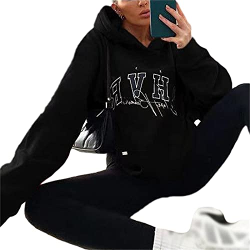 EGSDMNVSQ Kapuzenpullover Für Damen Hoodie Herbst Winter Hoodie Letter Print Sweatshirt Lose Casual Langarm Hip Hop Langarmshirt Pullover mit Kapuze Sport Sweatshirt mit Kapuze von EGSDMNVSQ