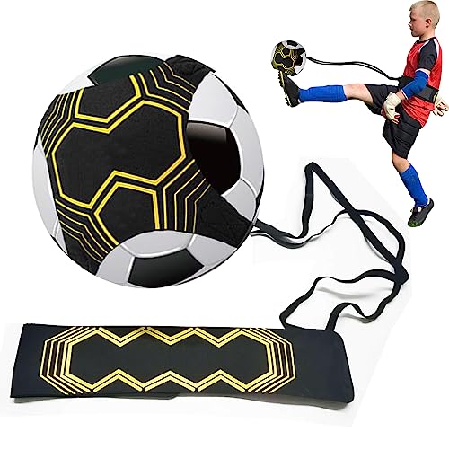 EHIOG Fußball Kick Trainer, Fußball Training Hilfe Gürtel Solo Close Control, Einstellbare Fußball Training Taille Gürtel, Kinder Erwachsene Fußball Praxis Ausrüstung Geeignet für 3 4 5 Bälle von EHIOG