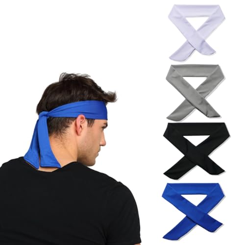 EIHI 4 Stück Stirnband Schweißband Kopf Stirnband Sport Krawatte Stirnband für Frauen und Männer Krawatten Ideal für Laufen Ausarbeiten Tennis Karate Leichtathletik von EIHI