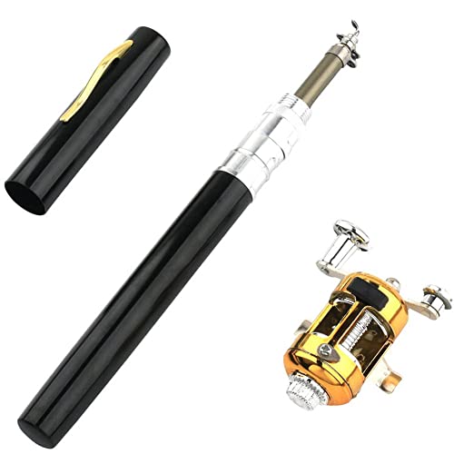 Tragbare Tasche Teleskop Mini Angelrute Stift Form Reel Rad Mit Stange Gefaltet Angeln J3A8 von EIRZNGXQ