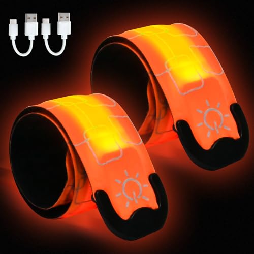 EKKONG LED Armband Aufladbar,2 Stück LED Armband,Leuchtarmband Kinder,Reflektorband LED USB Reflective Leuchtbänder für Laufen Hundewandern Radfahren Outdoor Sports von EKKONG