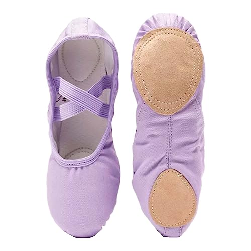 EKSED Mädchen-Tanz-Ballettschuhe, Slipper for Tanz- und Gymnastikübungen for Kinder, Kleinkinder und Erwachsene (Farbe : Lila, Größe : 24) von EKSED