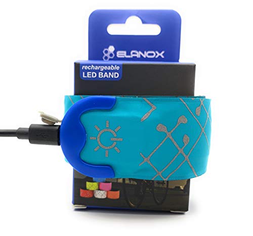 ELANOX LED Armband Leuchtband für Sport Outdoor Reflektorband Sicherheitslicht Slap Band für Fahrradfahren Joggen Kinderwagen (wiederaufladbar 1 St. blau) von ELANOX