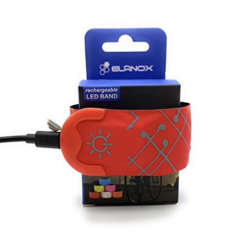 ELANOX LED Armband Leuchtband für Sport Outdoor Reflektorband Sicherheitslicht Slap Band für Fahrradfahren Joggen Kinderwagen (wiederaufladbar 1 St. rot) von ELANOX
