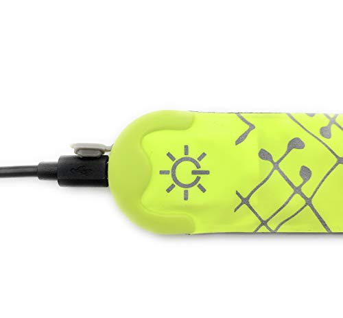 ELANOX LED USB Armband Leuchtband für Sport Reflektorband Sicherheitslicht Slap Band für Fahrradfahren Joggen Kinderwagen (wiederaufladbar 1 St. grün) von ELANOX