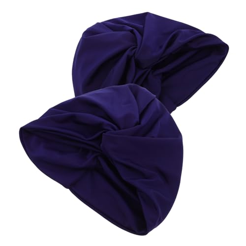 ELAYARD Damen Schwimmkappe Turban Stil Badekappe Elastisch Antirutsch Schwimmhut für Kurz und Langhaar Schwimmerinnen Dunkelblau Badehaube für Pool Strand Training von ELAYARD