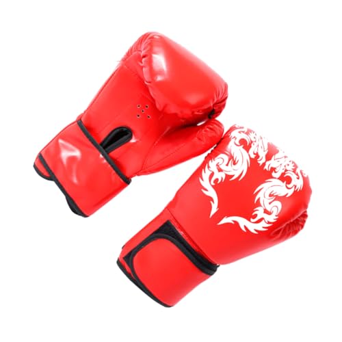 ELAYARD PU Boxhandschuhe für Jugendliche Atmungsaktive Bequeme Trainingshandschuhe Stoßdämpfend Leichte Sparring Handschuhe Rotes Design Strapazierfähiges Material Offene Handgelenke von ELAYARD