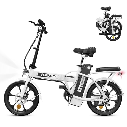 ELEKGO E Bike 16 Zoll Klappfahrrad 36V 8.4Ah Batterie Pendlerfahrrad, 250W Motor Stadtfahrrad, bis zu 35-70 KM Elektrofahrrad für Erwachsene von ELEKGO
