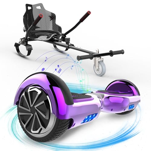 ELEKGO Hoverboard 6,5 Zoll mit Go-Kart, LED-Licht, selbstausgleichender Roller mit Bluetooth-Lautsprecher und Kart für Kinder von ELEKGO