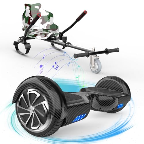 ELEKGO Hoverboard 6,5 Zoll mit Go-Kart, LED-Licht, selbstausgleichender Roller mit Bluetooth-Lautsprecher und Kart für Kinder von ELEKGO