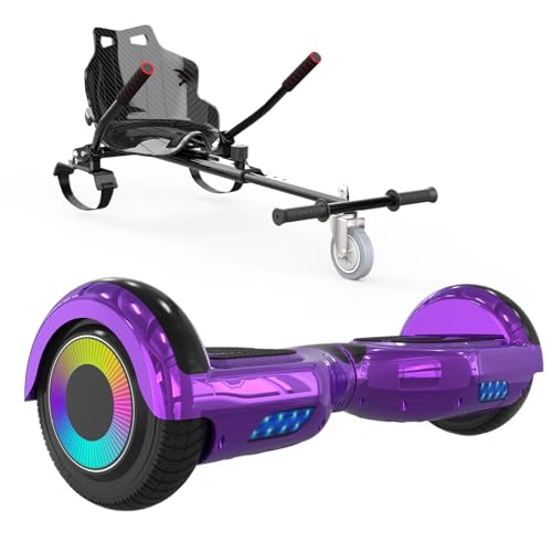 ELEKGO Hoverboards für Kinder, 6.5 Zoll Zweirad Selbstbalancierendes Hoverboards mit Go-Kart, mit LED-Leuchten, Bluetooth Lautsprecher, Geschenk für Kinder und Jugendliche von ELEKGO