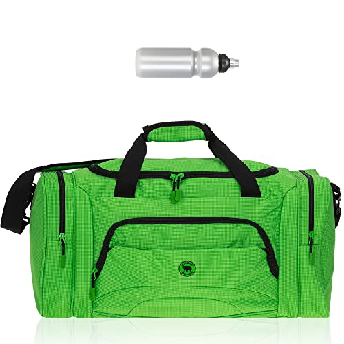 Sporttasche Damen Herren Color XL 62 cm 53 L Nassfach Reisetasche Schuhfach Sport Fitness Sauna Gym Bag Tasche sehr groß 1298 + Trinkflasche (Lite Green (Grün)) von ELEPHANT
