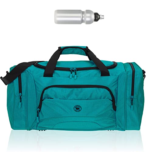Sporttasche Damen Herren Color XL 62 cm 53 L Nassfach Reisetasche Schuhfach Sport Fitness Sauna Gym Bag Tasche sehr groß 1298 + Trinkflasche (Petrol (Blau-Grün)) von ELEPHANT