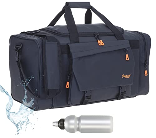 Sporttasche Reisetasche Saunatasche Herren Damen aus Plane Elephant Tour 55 cm 40 Liter mit Yogamatte - Halterung Bag Sport Fitness Sauna Tasche Gymbag 1304 Large + Trinkflasche (Black (Schwarz)) von ELEPHANT