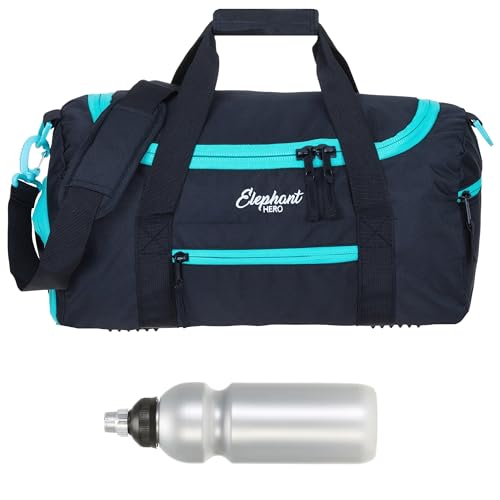 Sporttasche klein Jungen Mädchen Hero Signature mit Schuhfach Sport Tasche Kinder medium Schule Fitness Bag + Trinkflasche f (Tiff Türkis 13017) von ELEPHANT