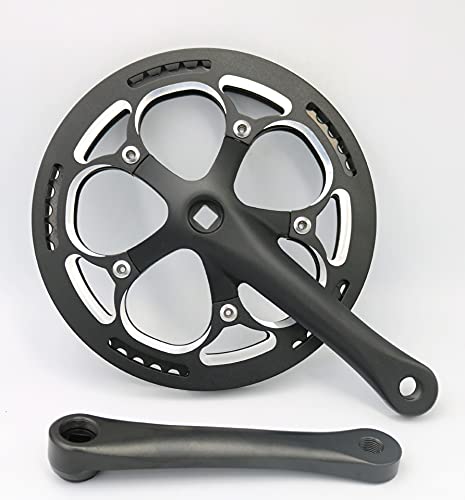 ELTOX Kurbelgarnitur,Fahrrad Kurbel 44T / 170 Aluminiumsand schwarz Abnehmende Kurbel/Zahn/Fahrradzubehör/Alle Aluminiumzahn (Color : 48T) von ELTOX