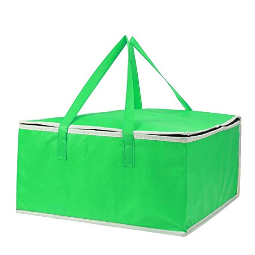 Pizza Liefertasche,Isolierte Kühltasche 16 "Isolierte Tasche Kühltasche Isolierung Falten Picknick Tragbare Eispackung Lebensmittel Thermalbeutel Essen Liefertasche Pizza Bag (Color : Green) von ELTOX