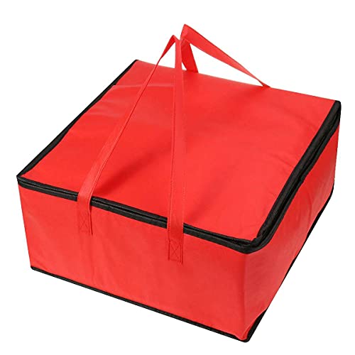 Pizza Liefertasche,Isolierte Kühltasche 16 "Isolierte Tasche Kühltasche Isolierung Falten Picknick Tragbare Eispackung Lebensmittel Thermalbeutel Essen Liefertasche Pizza Bag (Color : Red) von ELTOX