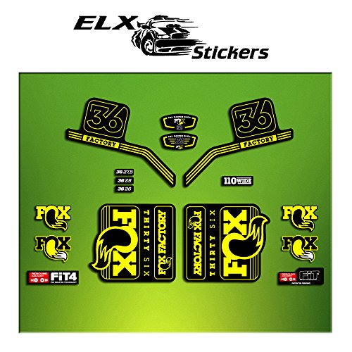 Pegatinas HORQUILLA Fork Factory Fox 36 2016 ELX17 Stickers Aufkleber AUTOCOLLANT ADESIVI Bicicleta Cycle MTB Bike Amarillo/Yellow von ELX STICKERS
