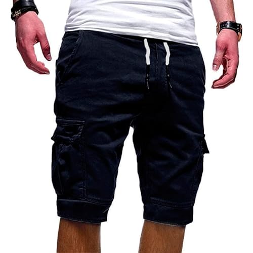 EMATOP Cargo Shorts Herren Baumwolle Kurze Hose Sommer Casual Lose Cargohose Einfarbig Bermuda Shorts mit 6 Taschen Arbeitshosen Vintage Regulär Fit Sporthose Männer Kurz Wanderhose Laufshorts von EMATOP